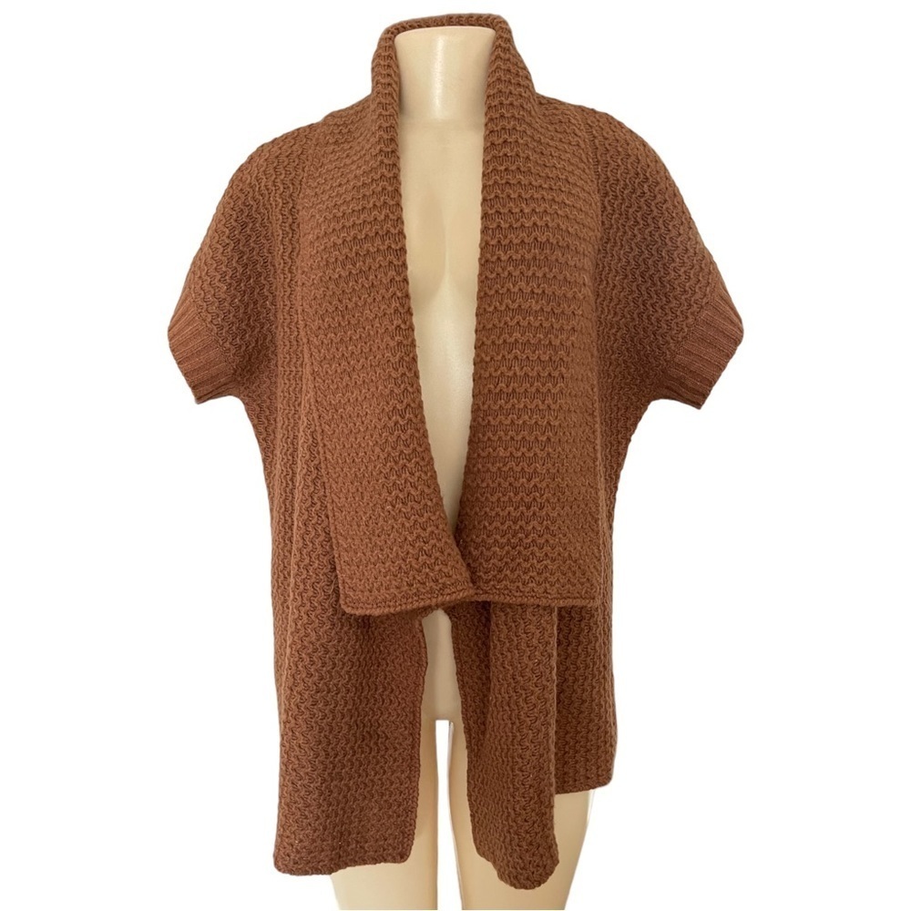 Alexandra Bartlett Lagenlook‎ Brown Wool Blend Cardigan Open Collared Sweater L